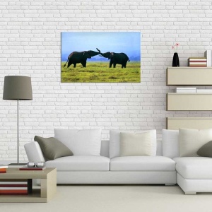 Tablou Canvas Elefanti pe Camp - Img 1