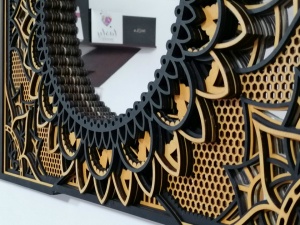 Oglinda Tablou Mandala decorativa din lemn, decor 3d multistrat - Img 2