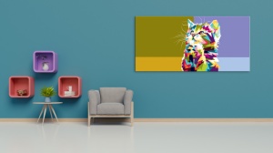 Pisica roaga s-o cumparati Tablou Canvas abstract - Img 2