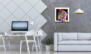 Tablou Canvas abstract pisica colorata - Img 1