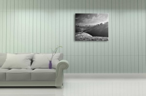 Tablou Canvas alb-negru peste vai si dealuri - Img 1