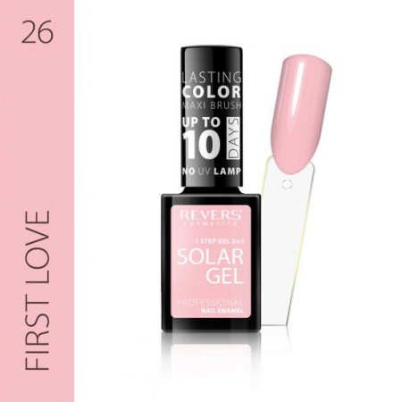 Lac de unghii solar gel, Revers, 12 ml, roz, nr 26, first love