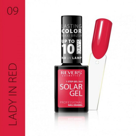 Lac de unghii solar gel, Revers, 12 ml, rosu, nr 09, lady in red