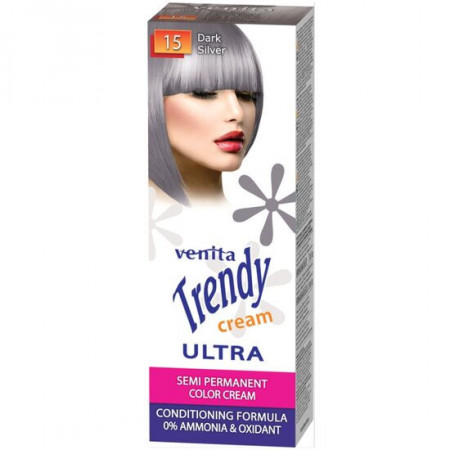 Vopsea de par semipermanenta, Trendy Cream Ultra, Venita, Nr. 15, Dark Silver