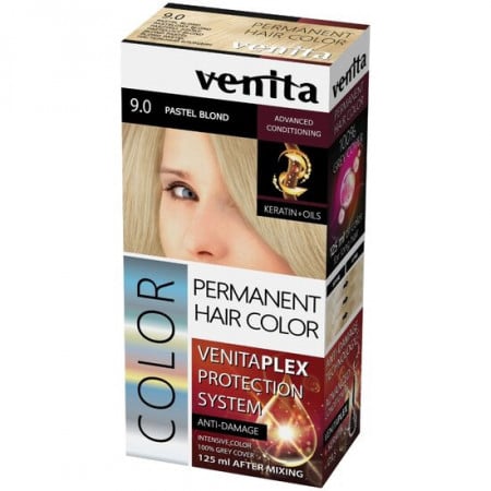 Vopsea de par permanenta, Venita Plex, 125 ml, Nr 9.0, Blond Pastel
