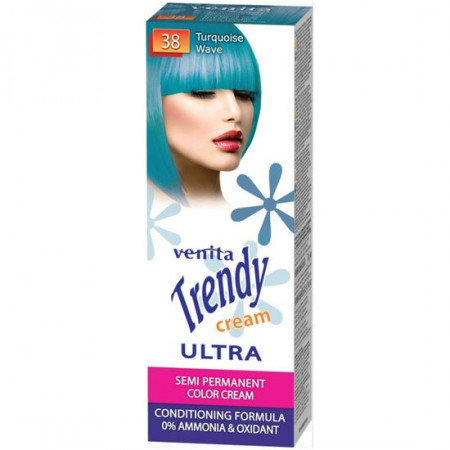 Vopsea de par semipermanenta, Trendy Cream Ultra, Venita, Nr. 38, Turquoise wave
