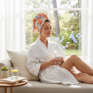 Prosop pentru păr Island Breeze – prosop turban păr, uscare rapidă, confort și fixare ușoară