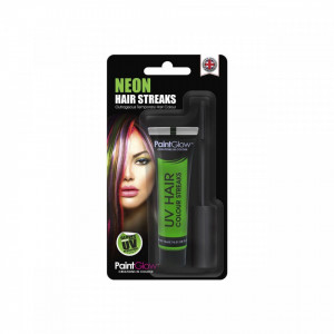 Rimel de par reactiv in lumina UV, verde, pentru suvite colorate, Paint Glow Hair Streaks, 15ml