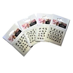 Set 12 folii stickere unghii – model negru Chique