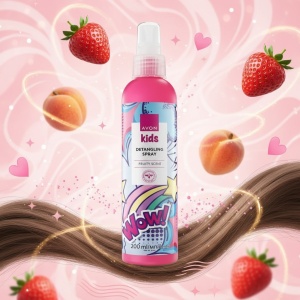 Spray pentru descurcarea parului cu aroma de fructe – par moale, usor de pieptanat si parfumat 🍓🍑✨