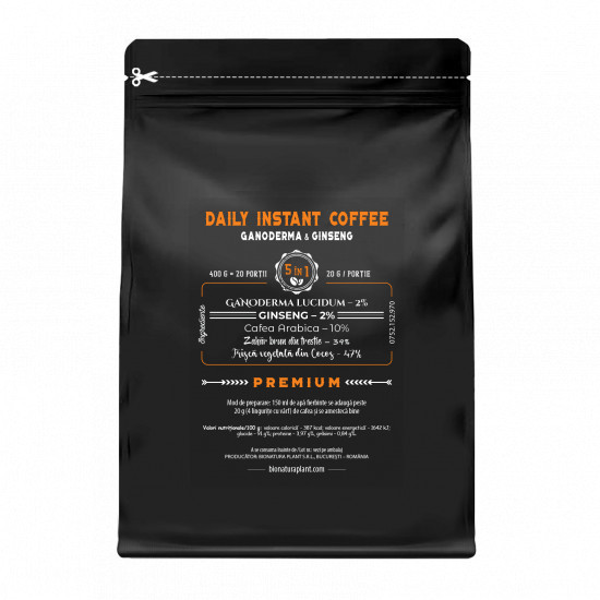 Daily Instant Coffee 5in1 cu Ganoderma+Ginseng - 400g veg (20 de portii)
