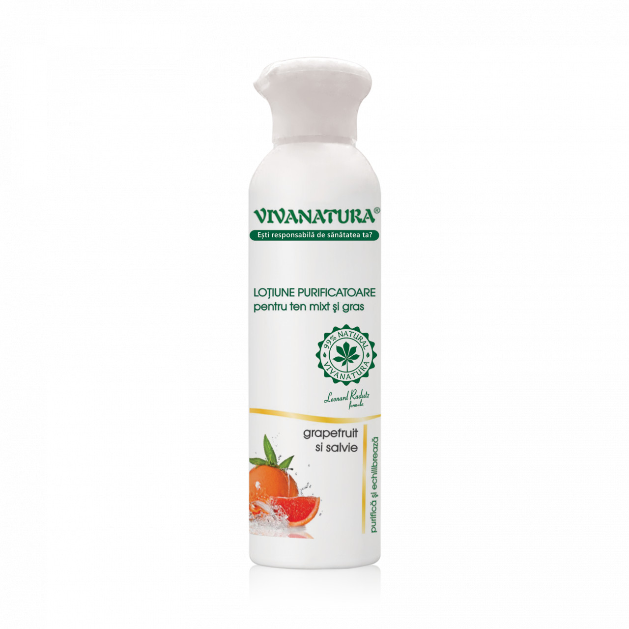 Lotiune purificatoare pentru ten mixt si gras cu grapefruit si salvie150 ml – Leonard Radutz Formula – VivaNatura