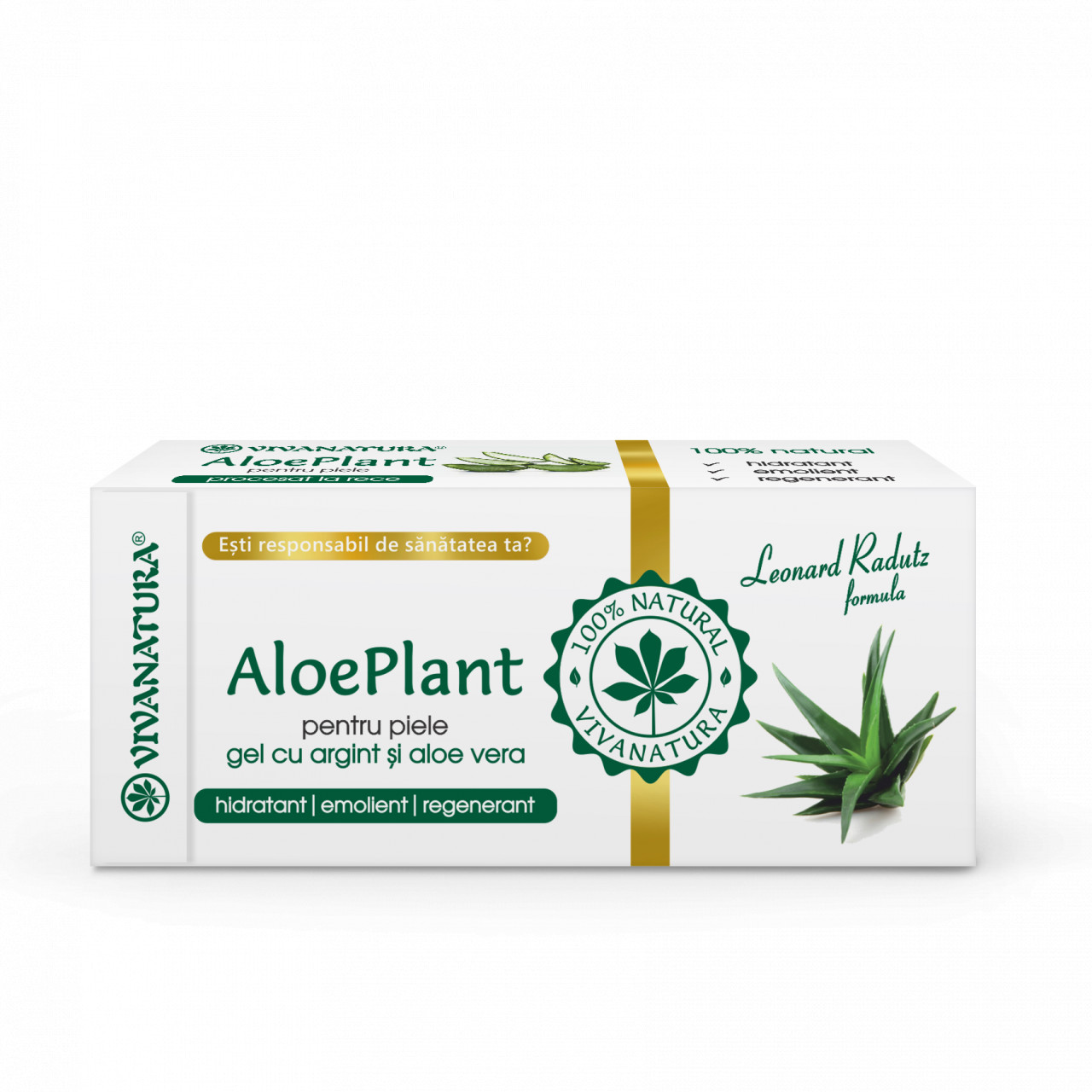 Aloe Plant – gel cu argint si Aloe Vera 100% natural 20 ml – Leonard Radutz Formula – VivaNatura