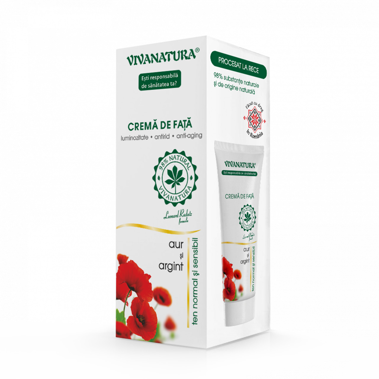 Crema de fata cu aur si argint pentru ten normal si sensibil 75 ml – Leonard Radutz Formula – VivaNatura