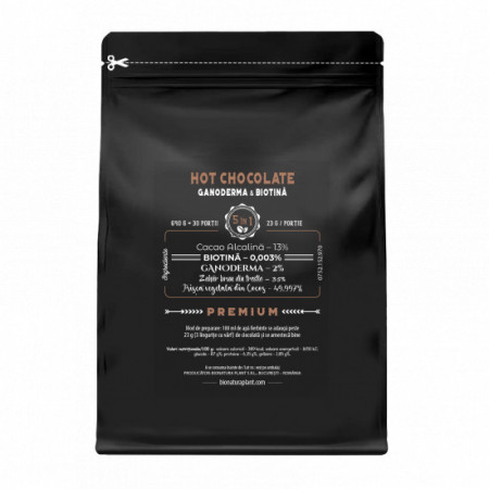 Hot Chocolate 5in1 cu Ganoderma+Biotina - 690g - veg (30 de portii)