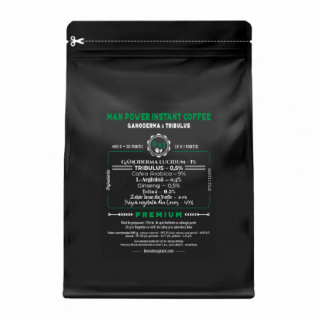 Man Power Instant Coffee 8in1 cu Ganoderma si Tribulus - 400g veg (20 de portii)