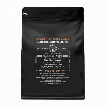 Hot Chocolate 7in1 cu Ganoderma & Quercitinã & D3 & Zinc - 690g - veg (30 de portii)