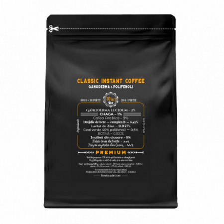 Clasic Instant Coffee 10in1 cu Ganoderma+Polifenoli - 600g veg (30 de portii)
