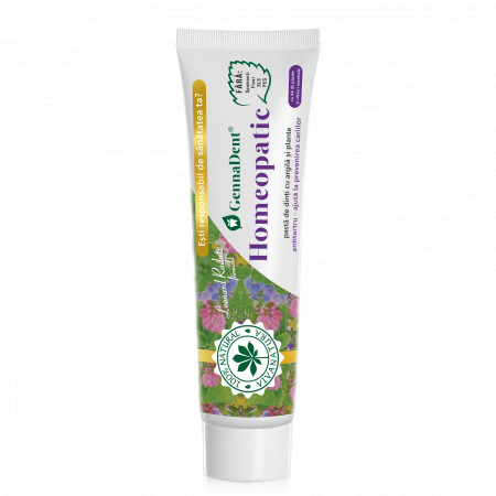GennaDent Homeopatic - pasta de dinti naturala 100 % cu argila si plante, fara fluor, 150 ml - Leonard Radutz formula - VivaNatura