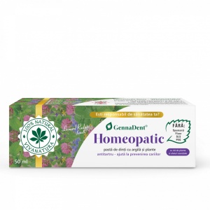 GennaDent Homeopatic - pasta de dinti naturala 100 % cu argila si plante, fara fluor, 50 ml - Leonard Radutz formula - VivaNatura - Img 2