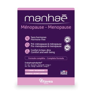 Manhaē Ménopause, Menopauză, pentru menopauză și premenopauză, 30 capsule moi – pentru 1 lună - Img 3