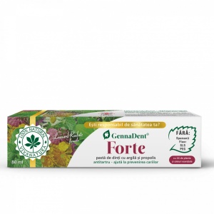 GennaDent Forte - pasta de dinti naturala cu argila si propolis, fara fluor, 80 ml - Leonard Radutz formula - VivaNatura - Img 2