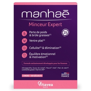 Manhaé Minceur Expert, Expert Slăbire, pentru reducerea în greutate, 30 capsule vegetale – cură 1 lună - Img 3