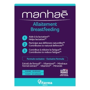 Manhaé Allaitement, Alăptare, Susținerea lactației, 20 capsule - Img 5