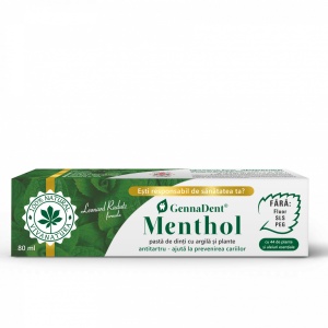 GennaDent Menthol - pasta de dinti naturala 100 % cu argila si plante, fara fluor, 80 ml - Leonard Radutz formula - VivaNatura - Img 2