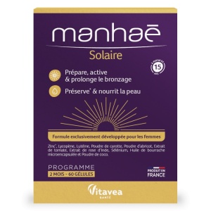 Manhaé Solaire, Solar, pentru susținerea bronzării, 60 capsule vegetale – cură 2 luni - Img 2