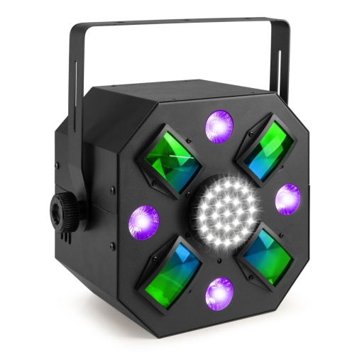 Beamz MULTIACE3 Efect de lumina 3-in-1 (Derby, LED UV, stroboscop), DMX, RGBAWP 153.600