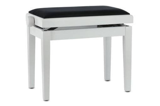 Gewa Deluxe White Matt – Scaun profesional pentru pian, înălțime reglabilă, din lemn masiv