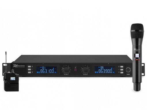 Power Dynamics PD632C - Set microfon fara fir UHF cu 1 microfon de mana si 1 microfon lavaliera