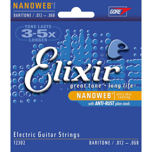 Elixir Nanoweb Bariton 12-68 - Set corzi chitara electrica