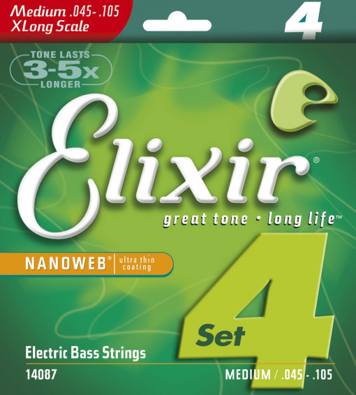 Elixir Nanoweb El Bass 4 Strings XLong 45-105 - Set corzi chitara bass