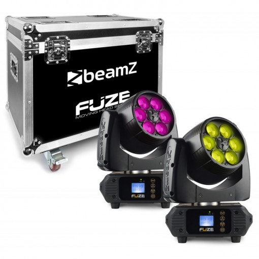 Set 2 x Moving Head Zoom FUZE610Z Wash, 6x10W LED + servieta