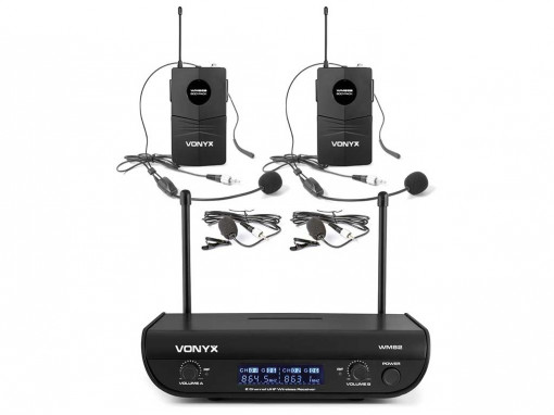 Sistem 2x microfoane lavaliera UHF wireless Vonyx WM82B 179.214