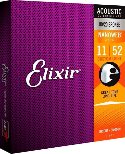 Elixir Nanoweb 80/20 Bronze 11-52 - corzi chitara acustica