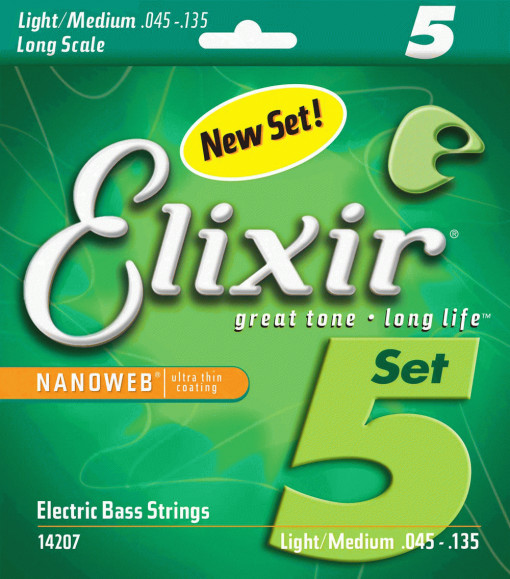 Elixir Nanoweb El Bass 5 Strings 45-135 - Corzi chitara bass