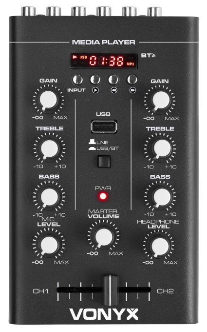 Mixer DJ STM500BT portabil cu Bluetooth, USB MP3 Player și 2 canale – ideal pentru evenimente live și DJ mobile
