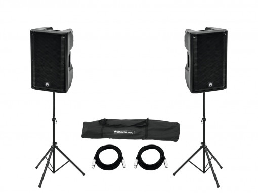 Set boxe OMNITRONIC XKB-215A + stative + cabluri