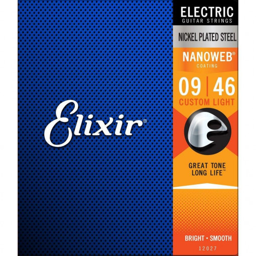 Elixir Nanoweb Electric Custom Light 09-46 - corzi chitara electrica