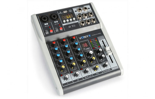 Vonyx VMM-K402 mixer analog pasiv 4x canale BT/ USB/ DSP/48V
