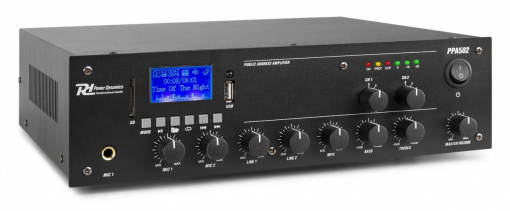 Power Dynamics PPA502 amplificator sonorizări cu 2 zone, 100V/70V/8 ohm, 50W RMS 952.084