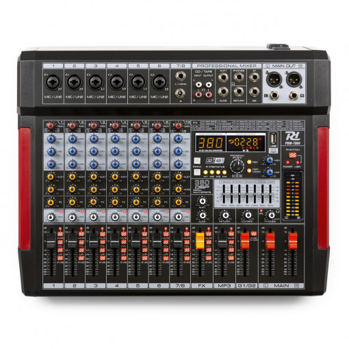 Mixer audio Power Dynamics PDM-T804 cu 8 canale, Bluetooth/USB/DSP