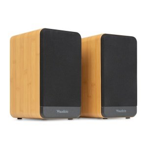 Audizio BS10 – Set 2 boxe Hi-Fi active de raft, 4", 40W RMS, Bluetooth 5.3, HDMI ARC, USB și MicroSD, Bamboo 100.373