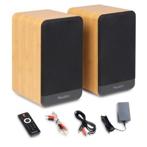 Audizio BS10 – Set 2 boxe Hi-Fi active de raft, 4", 40W RMS, Bluetooth 5.3, HDMI ARC, USB și MicroSD, Bamboo 100.373 - Img 11