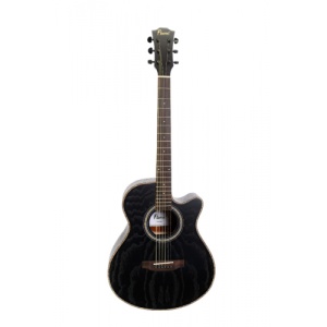 Chitară Acustică Flame FK420 BK – Medium Jumbo, Corp din Frasin, Finisaj Negru Mat