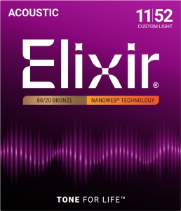 Elixir Nanoweb 80/20 Bronze 11-52 - corzi chitara acustica