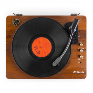 Fenton RP162D Pick-up cu carcasă din lemn, maro închis, Bluetooth/USB